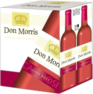 A box full of Don Morris Cape Rose Wine bottles.